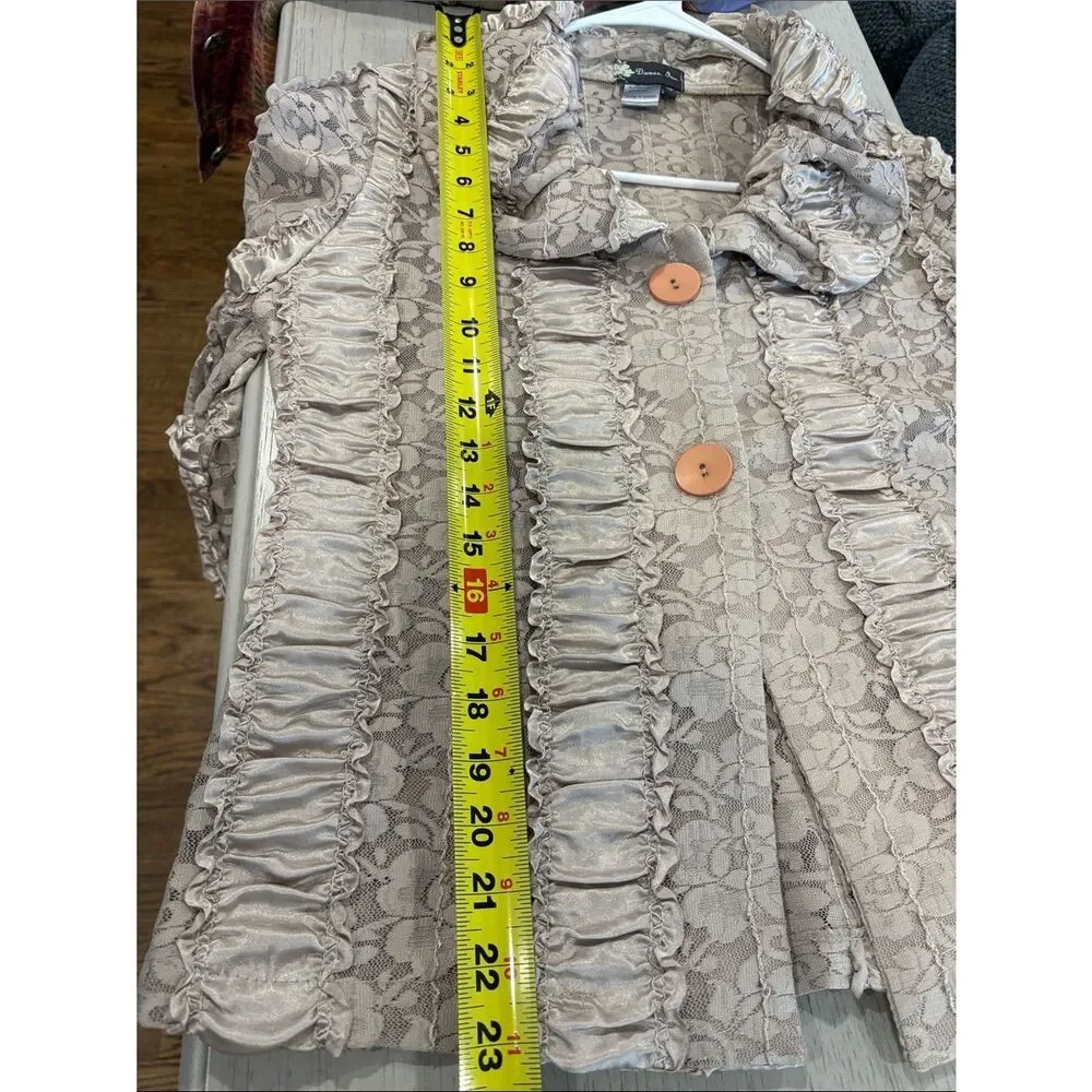 Damee Inc  Lace Ruffle Blazer - Cream